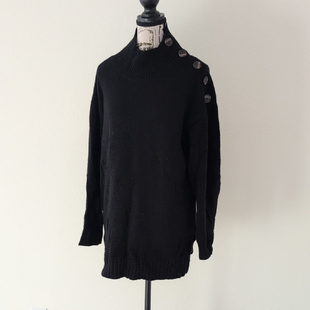 Anthropologie Black Ribbed Knit Sweater